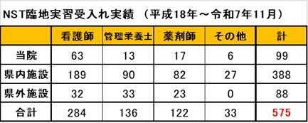 NST臨地実習受入実績（平成18年度～令和7年11月）のグラフ